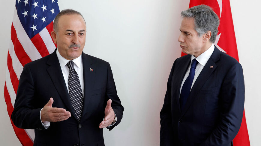 US Secretary of State Antony Blinken meets with Turkish Foreign Minister Mevlut Cavusoglu at United Nations headquarters, New York, May 18, 2022.