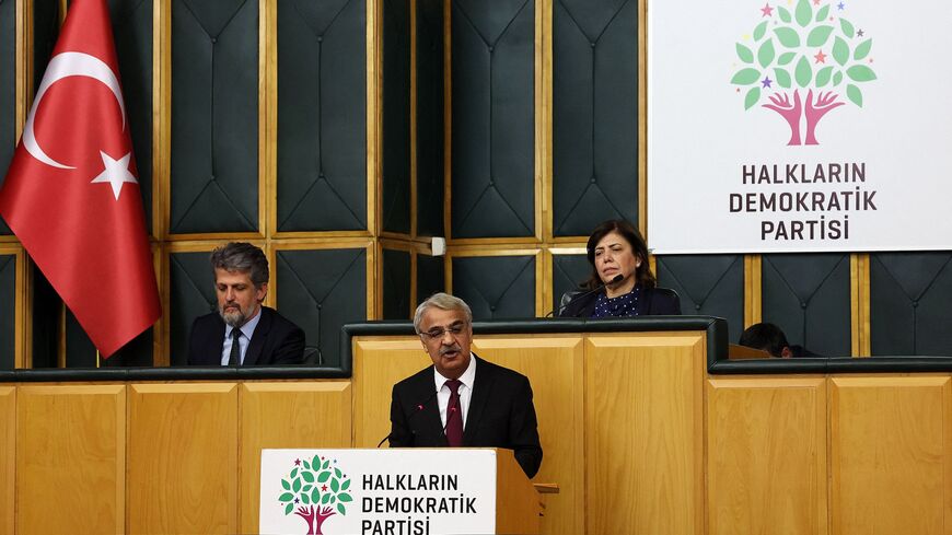 Co-leader of the People's Democratic Party (HDP) Mithat Sancar (C).