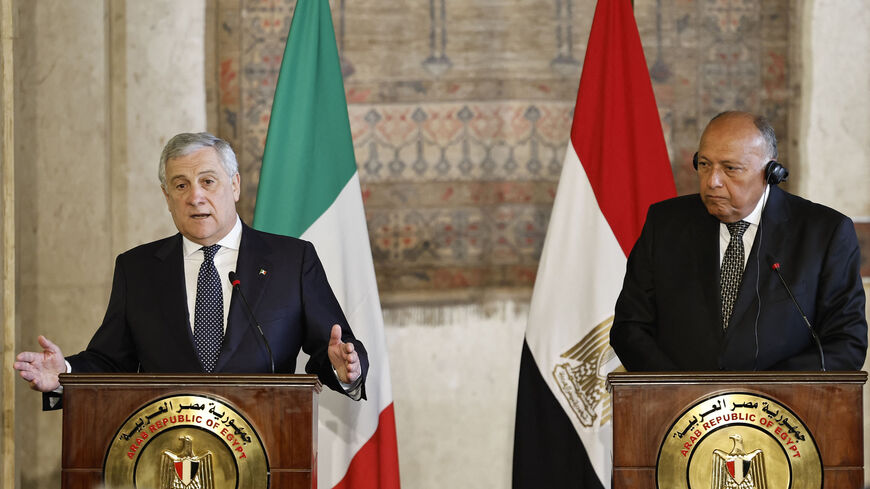 Italy's Foreign Minister Antonio Tajani and his Egyptian counterpart Sameh Shoukry give a joint press conference, Cairo, Egypt, Jan. 22, 2023.