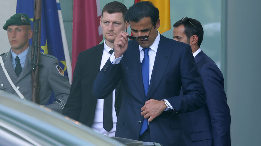 Tamim bin Hamad al Thani, Emir of Qatar, departs after meeting with German Chancellor Olaf Scholz at the Chancellery on May 20, 2022 in Berlin, Germany. (Photo by Sean Gallup/Getty Images)