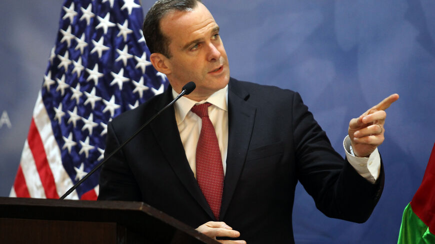Special Presidential Envoy for the Global Coalition to Counter ISIL, Brett McGurk, speaks during a press conference in Amman on November 6, 2016.  (Photo credit should read AHMAD ABDO/AFP via Getty Images)