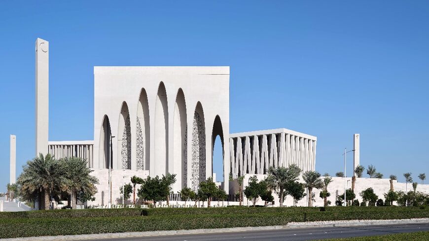 A handout picture released by the Abrahamic Family House shows the newly inaugurated Abu Dhabi centre housing a mosque, church and the UAE's first official synagogue