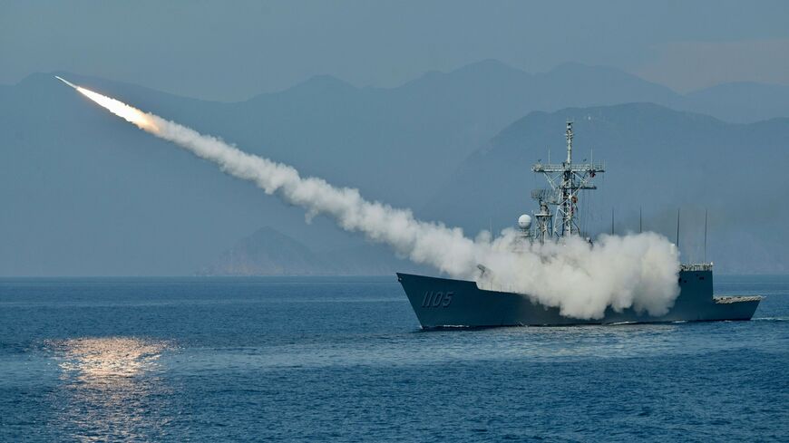 Taiwanese navy launches a US-made Standard missile from a frigate during the annual Han Kuang Drill, on the sea near the Suao navy harbor in Yilan county on July 26, 2022. (Photo by Sam Yeh / AFP) (Photo by SAM YEH/AFP via Getty Images)
