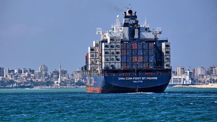 A ship docks in the port Lebanon's second city Tripoli, on the Mediterranean coast, on Aug. 22, 2022. 