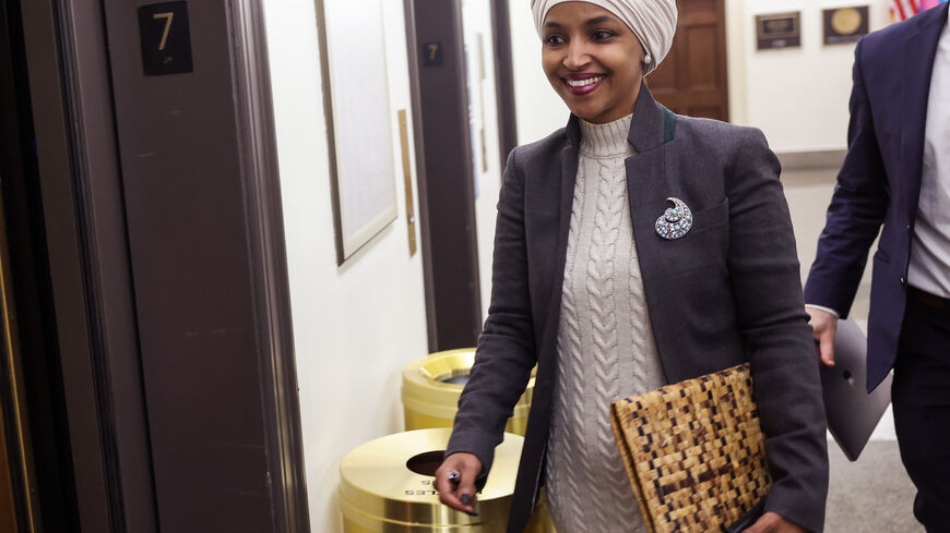 U.S. Rep. Ilhan Omar (D-MN) leaves her office at the Longworth House Office Building on February 02, 2023 in Washington, DC. House Speaker Kevin McCarthy (R-CA) has announced he plans to hold a vote on a resolution to remove Omar from the House Foreign Affairs Committee. (Photo by Kevin Dietsch/Getty Images)