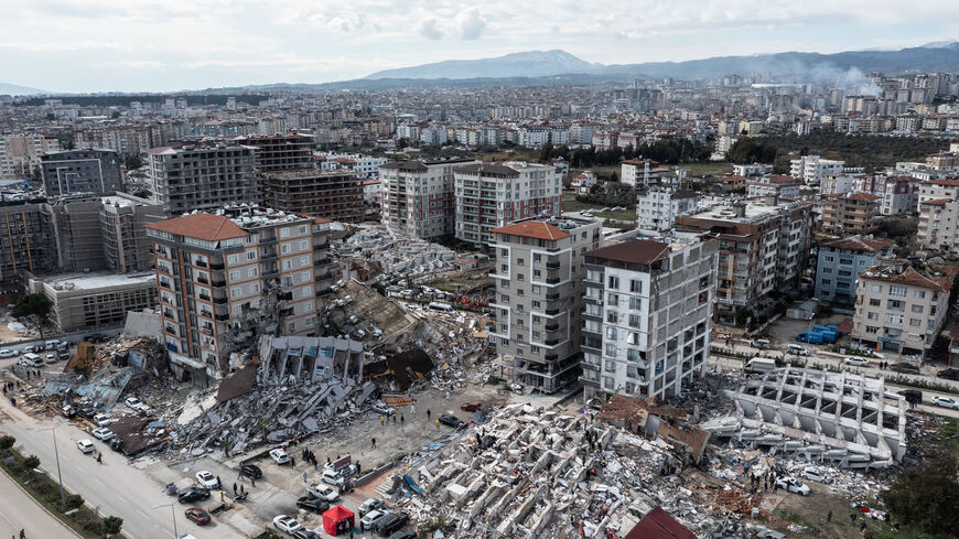 Collapsed buildings are seen in Hatay, following the two earthquakes that hit on Monday, Turkey, Feb. 7, 2023.