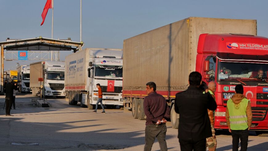 A convoy of 11 United Nations trucks entered Syria through the reopened Bab al-Salama border point