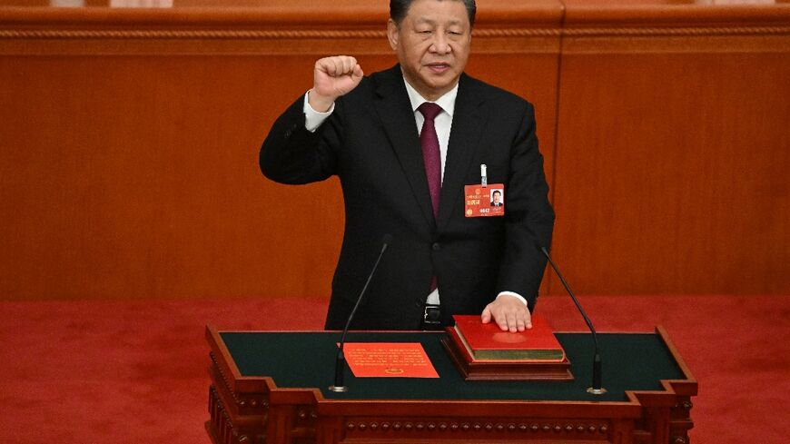 China's President Xi Jinping was re-elected as president for a third term at the National People's Congress in the Great Hall of the People in Beijing on March 10, 2023