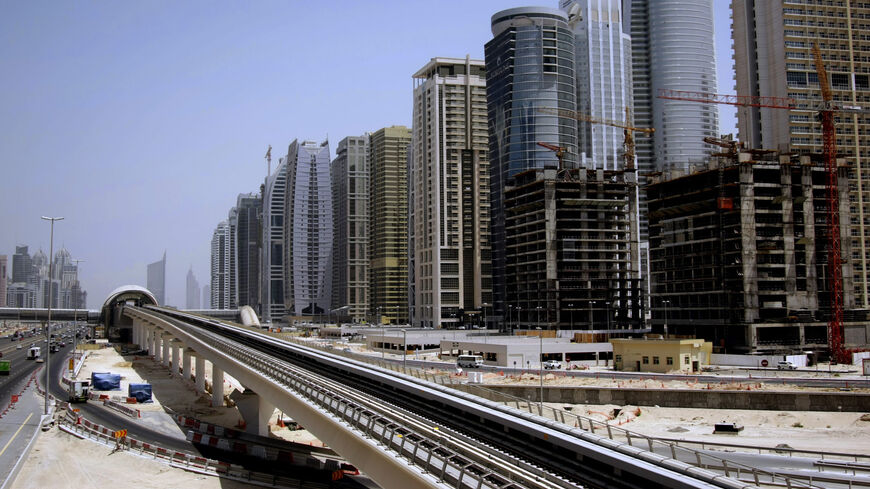 The Dubai metro track is seen along Sheikh Zayed Road, as the Gulf emirate prepares to open its new metro network in a bid to cut dependency on cars and ease congestion, United Arab Emirates, Sept. 9, 2009.
