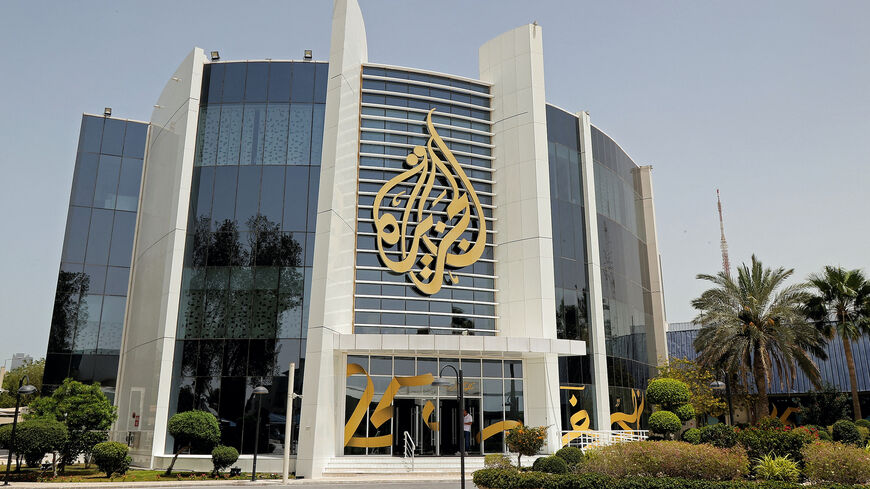This picture taken on May 11, 2022 shows a view of the main headquarters of Qatari news broadcaster Al Jazeera in the capital Doha.  