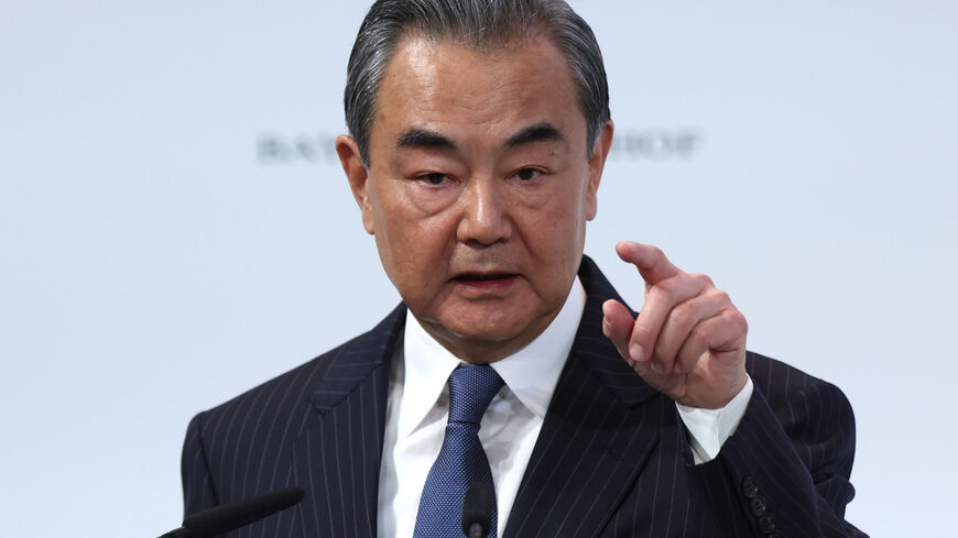 Chinese foreign affairs Minister Wang Yi speaks during the 2023 Munich Security Conference (MSC) on February 18, 2023 in Munich, Germany.