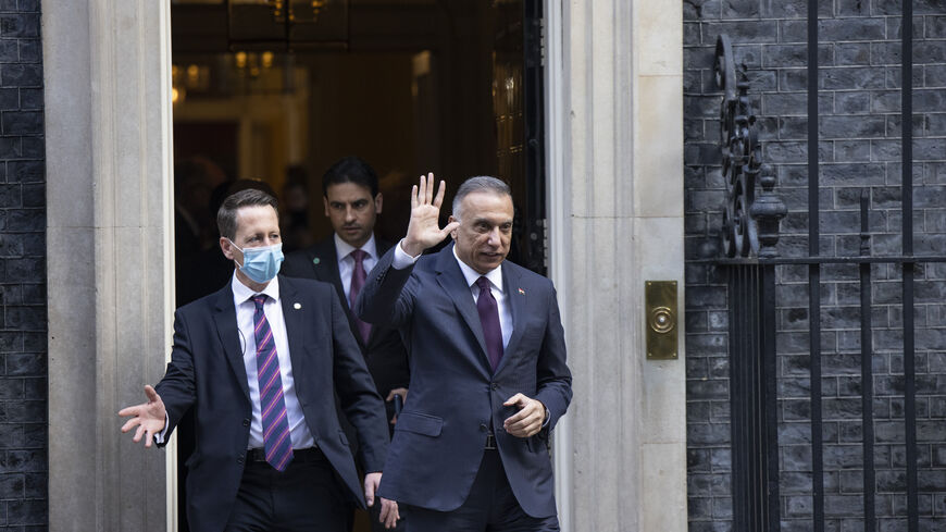 Iraqi Prime Minister Mustafa Al-Kadhimi leaves Downing Street after a meeting with British Prime Minister Boris Johnson on October 22, 2020 in London, England. (Photo by Dan Kitwood/Getty Images)