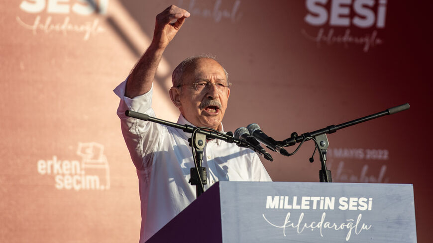 Turkey's main opposition Republican People's Party leader Kemal Kilicdaroglu speaks during a rally, Istanbul, Turkey, May 21, 2022.