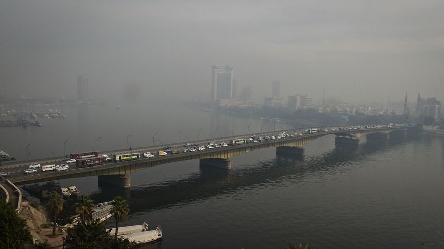 A general view taken on Dec. 17, 2014, shows pollution hovering over Egypt's Nile River.