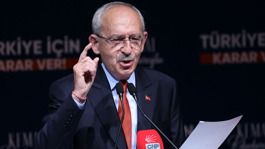 Leader of the Republican People's Party (CHP) and the joint presidential candidate of the Nation Alliance, Kemal Kilicdaroglu gives a press conference in Ankara on May 18, 2023. 