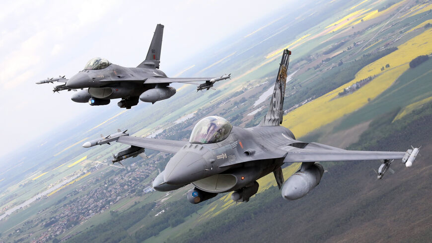 Portuguese air force F-16 military fighter jets participate in NATO's Baltic Air Policing Mission in Lithuanian airspace near Siauliai, May 23, 2023.