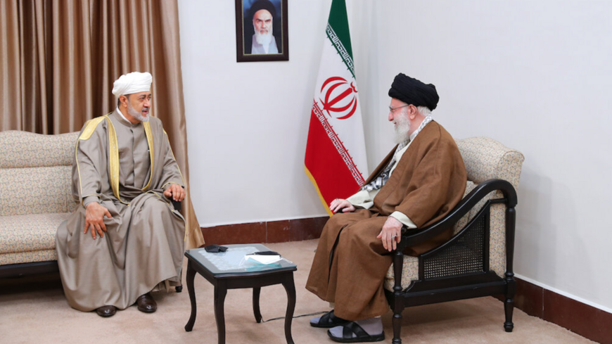 Iran's supreme leader Ali Khamenei meets with Oman’s Sultan, Haitham bin Tariq Al Said, and his accompanying delegation on Monday, May 29, 2023.
