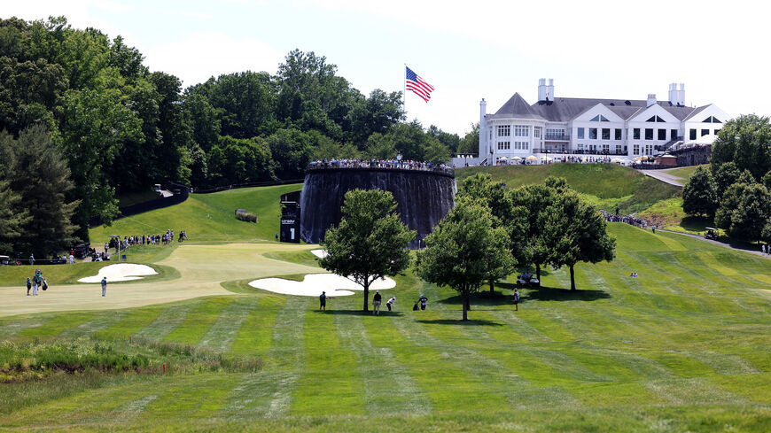 A general view of the clubhouse during day two of the LIV Golf Invitational - DC at Trump National Golf Club, Sterling, Virginia, May 27, 2023.