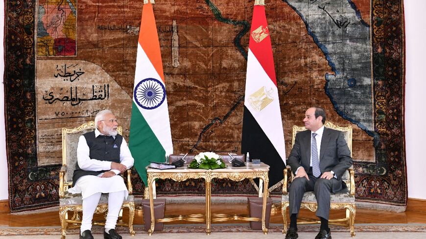 Indian Prime Minister Narendra Modi is making his first visit to Egypt where he signed a joint declaration with President Abdel Fattah al-Sisi to deepend their strategic partnership