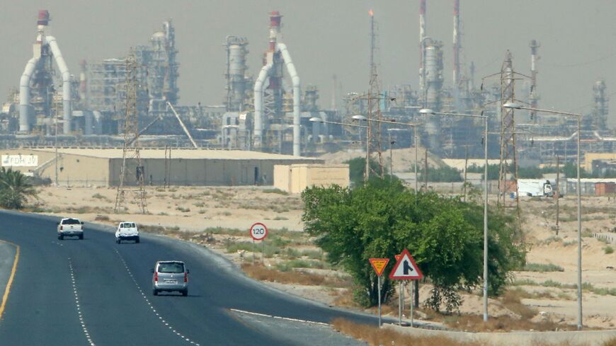A picture taken on October 13, 2021 shows Kuwait's largest oil refinery at the Al-Ahmadi complex, about 40 kilometres (25 miles) south of the capital Kuwait City. - A fire broke out on October 18, 2021 in Al-Ahmadi refinery, with no interruptions to site operations or petrol exports. The fire was reported at the site of Mina al-Ahmadi, located on the Gulf coast just opposite Iran, according to an AFP photojournalist. (Photo by AFP) (Photo by -/AFP via Getty Images)