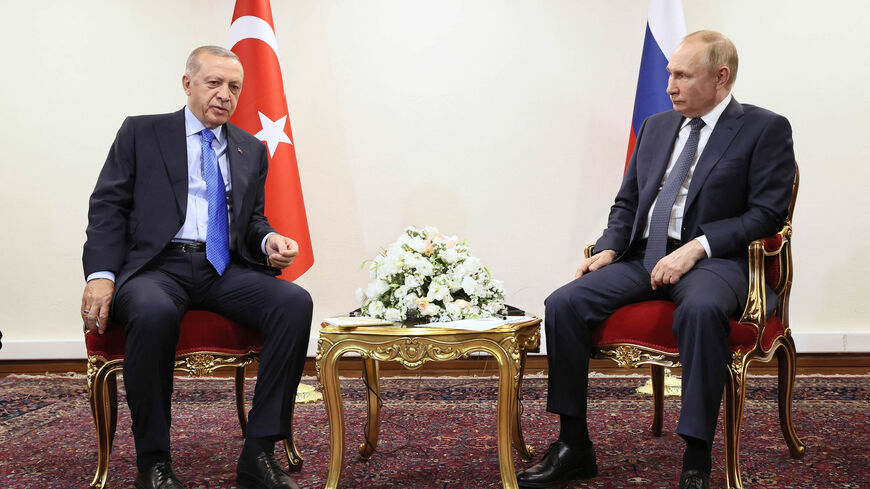 Russian President Vladimir Putin meets with Turkey's President Recep Tayyip Erdogan, Tehran, Iran, July 19, 2022.