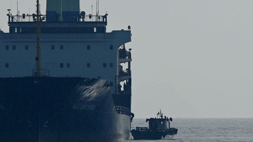 A photograph taken on October 31, 2022 shows a cargo ship loaded with grain being inspected in the anchorage area of the southern entrance to the Bosphorus in Istanbul. - Cargo ships loaded with grain and other agricultural products left Ukrainian ports on october 31, 2022 despite Russia's decision to pull out from a landmark deal designed to ease a global food crisis. As one of the brokers of the grain deal, Turkey has stepped up diplomacy with the two warring countries in a bid to save it as Russia warned