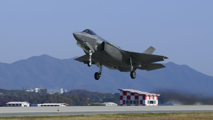 In this handout image released by the South Korean Defense Ministry, a South Korean Air Force F-35A fighter jet takes off from the runway during the "Vigilant Storm" U.S.-South Korea joint aerial drill at Gunsan Air Base on Oct. 31, 2022 in Gunsan, South Korea. 