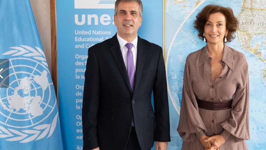 UNESCO D-G Audrey Azoulay and Israeli Foreign Minister Eli Cohen