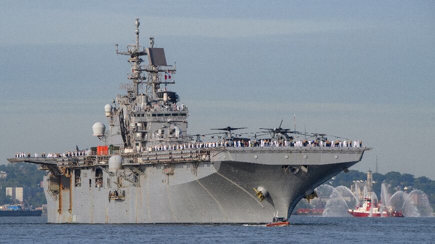 The amphibious assault ship USS Bataan, pictured in New York harbour in May 2022