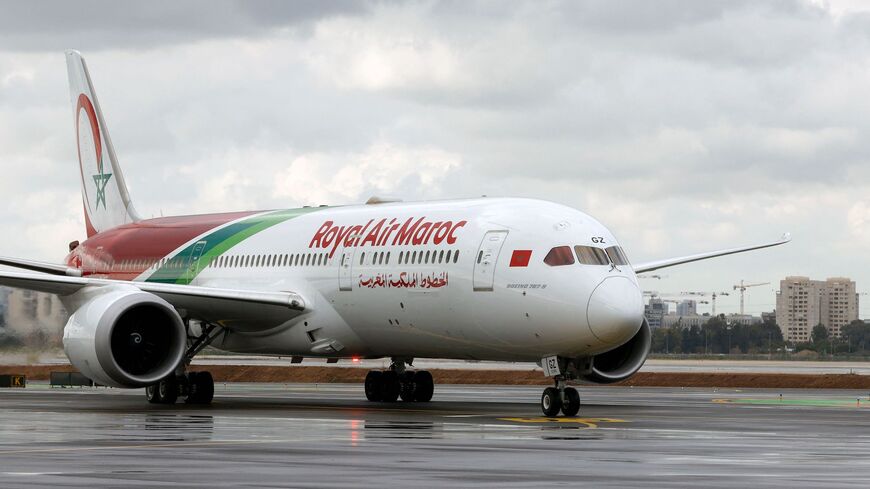 A Royal Air Maroc (RAM) Boeing 787-9 'Dreamliner' aircraft lands at Israel's Ben Gurion Airport in Lod on March 13, 2022, after flying RAM's first scheduled commercial flight from Casablanca. - Royal Air Maroc took off from Morocco's economic capital Casablanca bound for Tel Aviv on March 13, in the carrier's first direct flight to the Jewish state since the two countries normalised ties in 2020. (Photo by JACK GUEZ / AFP) (Photo by JACK GUEZ/AFP via Getty Images)