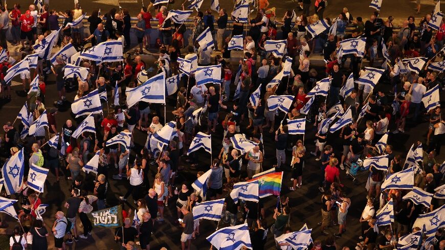 A sea of flags in Tel Aviv at the latest protest