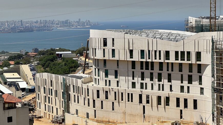 The new US embassy under construction on land adjacent to the current compound, Metn, Beirut, May 5, 2023.