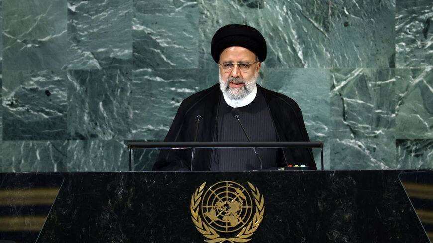 Iranian President Ebrahim Raisi delivers remarks at the 77th session of the United Nations General Assembly (UNGA) at U.N. headquarters on Sept. 21, 2022 in New York City.  