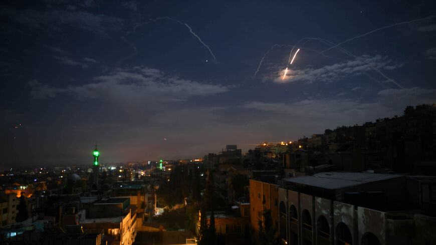 Syrian air defense batteries respond to what the Syrian state media said were Israeli missiles targeting Damascus, January 21, 2019.