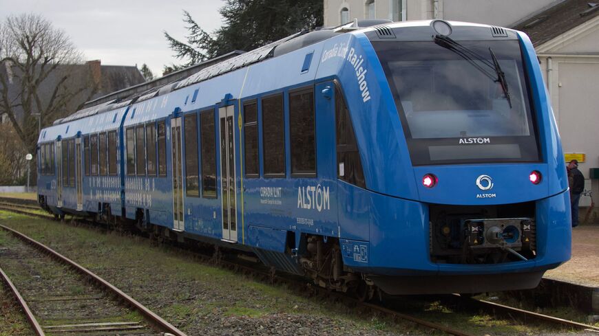 first tests of Alstom's Coradia iLint Hydrogen train between Reignac-sur-Indre and Loches, central France.