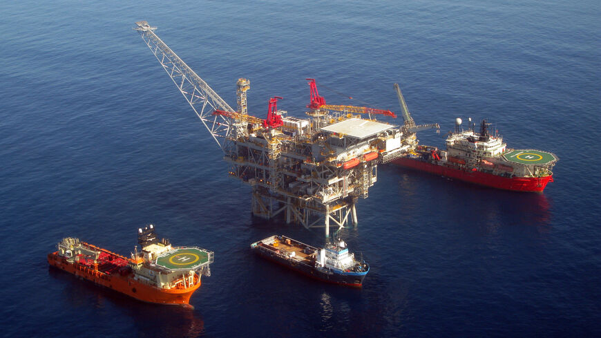 The Tamar drilling natural gas production platform, some 25 kilometers west of Ashkelon, Israel, February 2013.