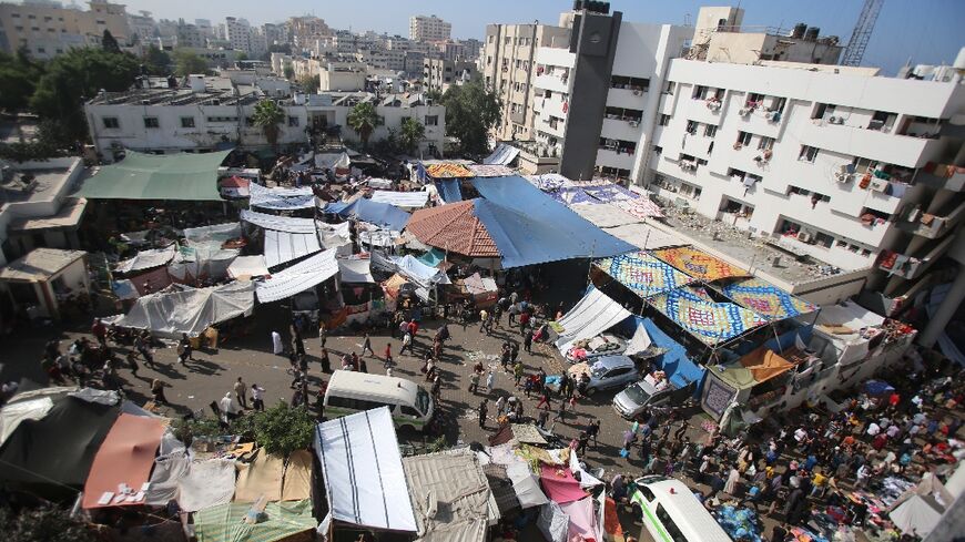 People seek shelter at the Al-Shifa hospital in Gaza City on November 7, 2023