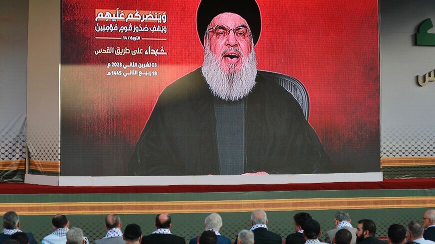 Hezbollah leader Hassan Nasrallah delivers his first speech since the Gaza war erupted almost four weeks ago, broadcast as part of an event in Beirut's southern suburbs, a stronghold of the Iran-backed militant group