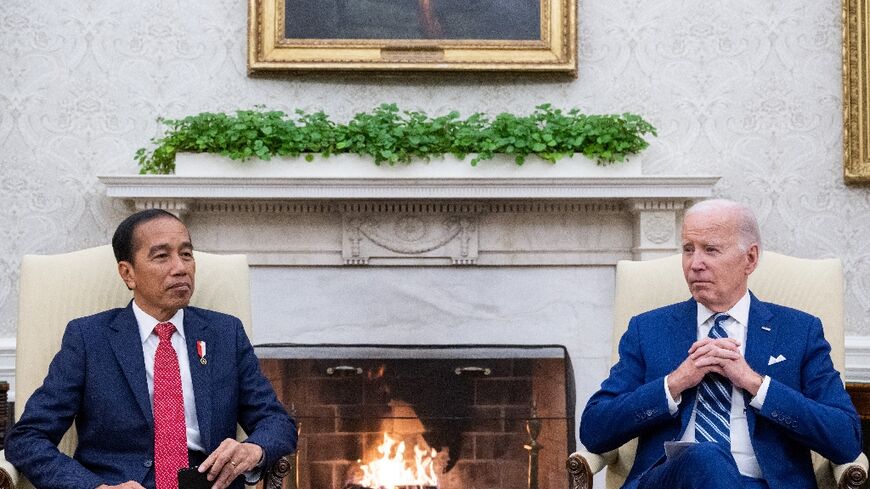 US President Joe Biden meets with Indonesian President Joko Widodo in the Oval Office of the White House
