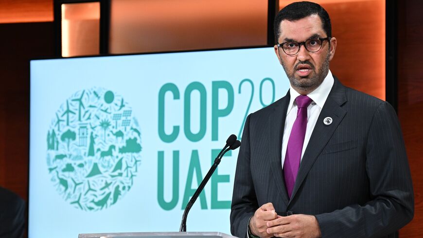 Sultan Al Jaber, COP28 president, speaks at the Plaza Hotel, New York City, Sept. 19, 2023.