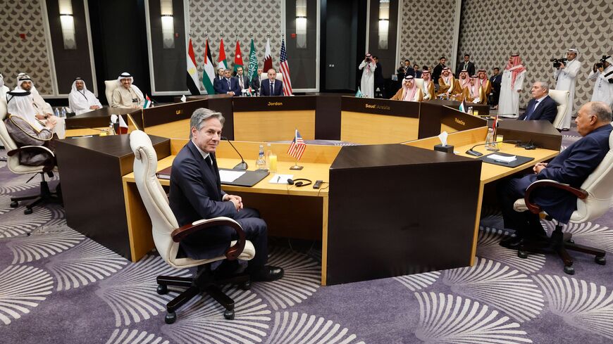 US Secretary of State Antony Blinken attends a meeting with regional foreign ministers in Amman, Jordan, on November 4, 2023.