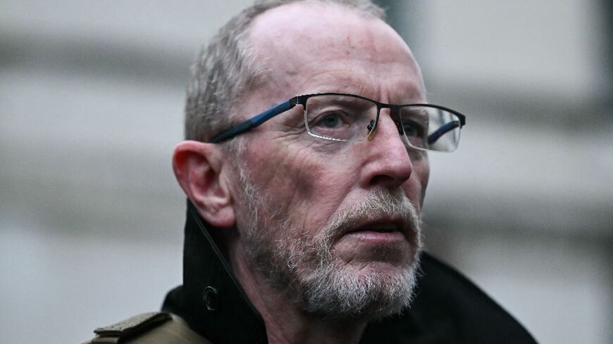 Thomas Hand, whose daughter is being held hostage by Hamas, attends a demonstration outside Downing Street on Sunday