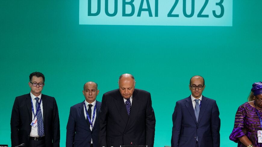 COP27 president Sameh Shoukry and other delegates observed a moment's silence for 'all civilians' killed in the Gaza war