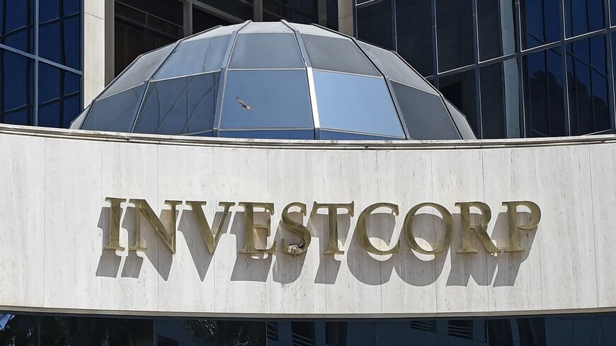 A partial view shows the logo of Bahrain-domiciled asset manager Investcorp in the capital, Manama, on April 18, 2022. 