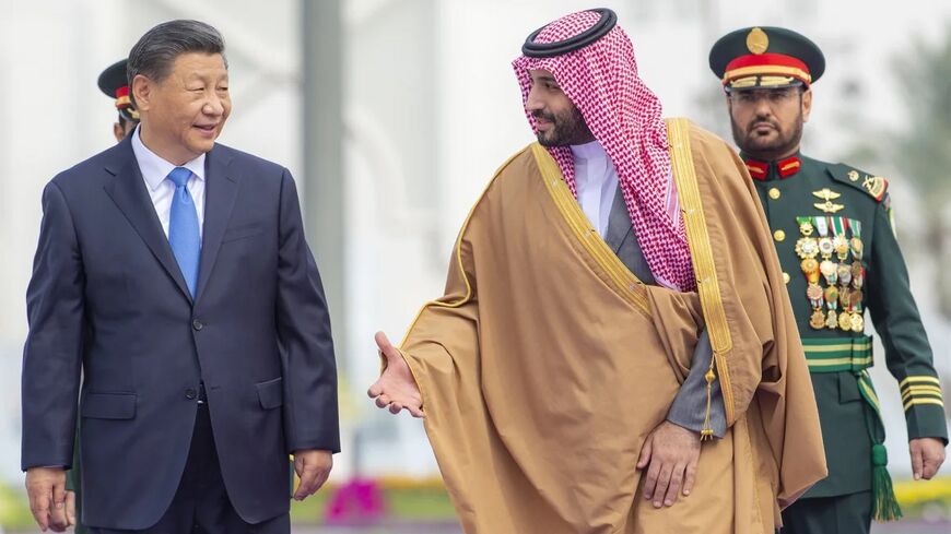 Saudi Crown Prince Mohammed Bin Salman welcomes Chinese President Xi Jinping in Riyadh, Saudi Arabia on December 8, 2022.