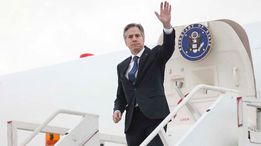 US Secretary of State Antony Blinken boards his plane at the Felipe Angeles International Airport near Mexico City on December 27, 2023