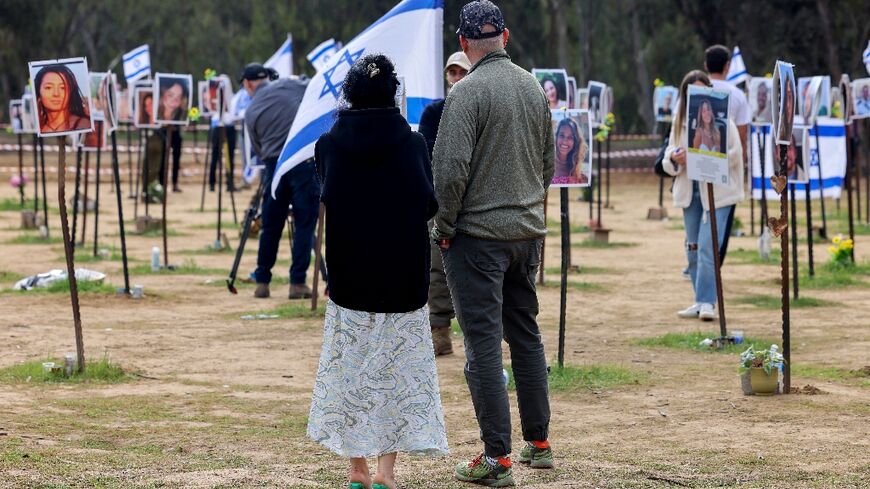 A memorial has been set up at the open-air site that hosted the Tribe of Nova festival in the Negev Desert for 364 people killed on October 7 when Hamas attacked Israel