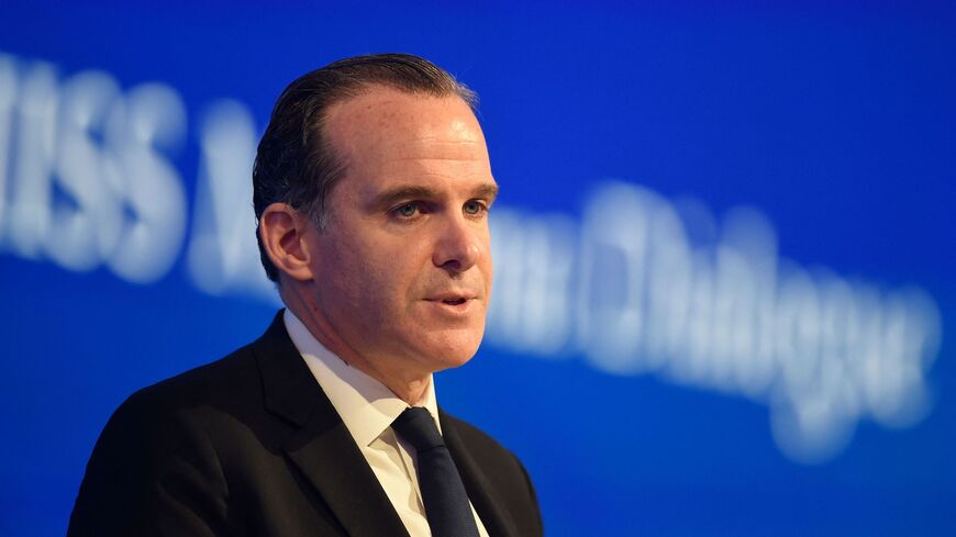 Brett McGurk, US White House Coordinator for the Middle East and North Africa, speaks during the 17th IISS Manama Dialogue in the Bahraini capital Manama on Nov. 21, 2021. 