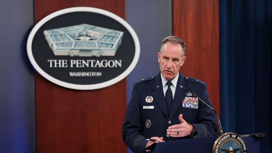 Defense Department spokesman Brig. Gen. Patrick Ryder holds a press conference at the Pentagon on Aug. 31, 2023, in Arlington, Virginia. 