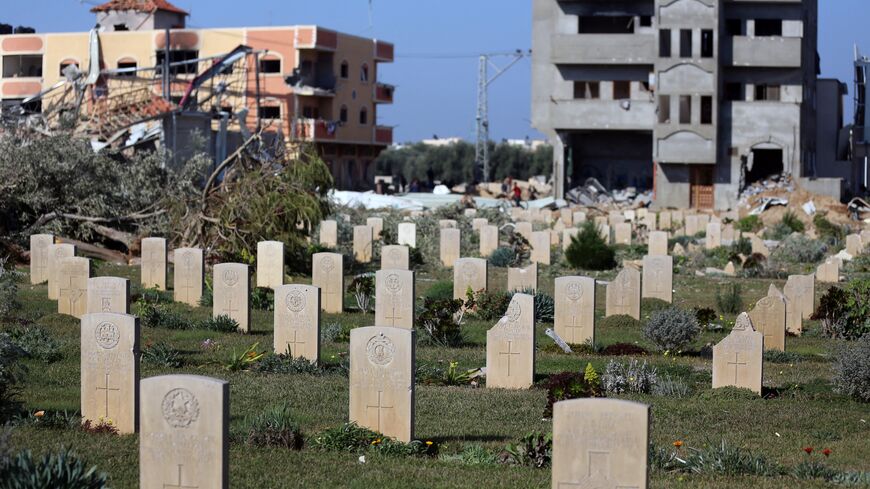 This photograph taken on January 16, 2024 shows a view of the English Cemetery in the village of al-Zawaida in central Gaza Strip, amid oingoing battles between Israel and the Palestinian group Hamas. (Photo by AFP) (Photo by -/AFP via Getty Images)
